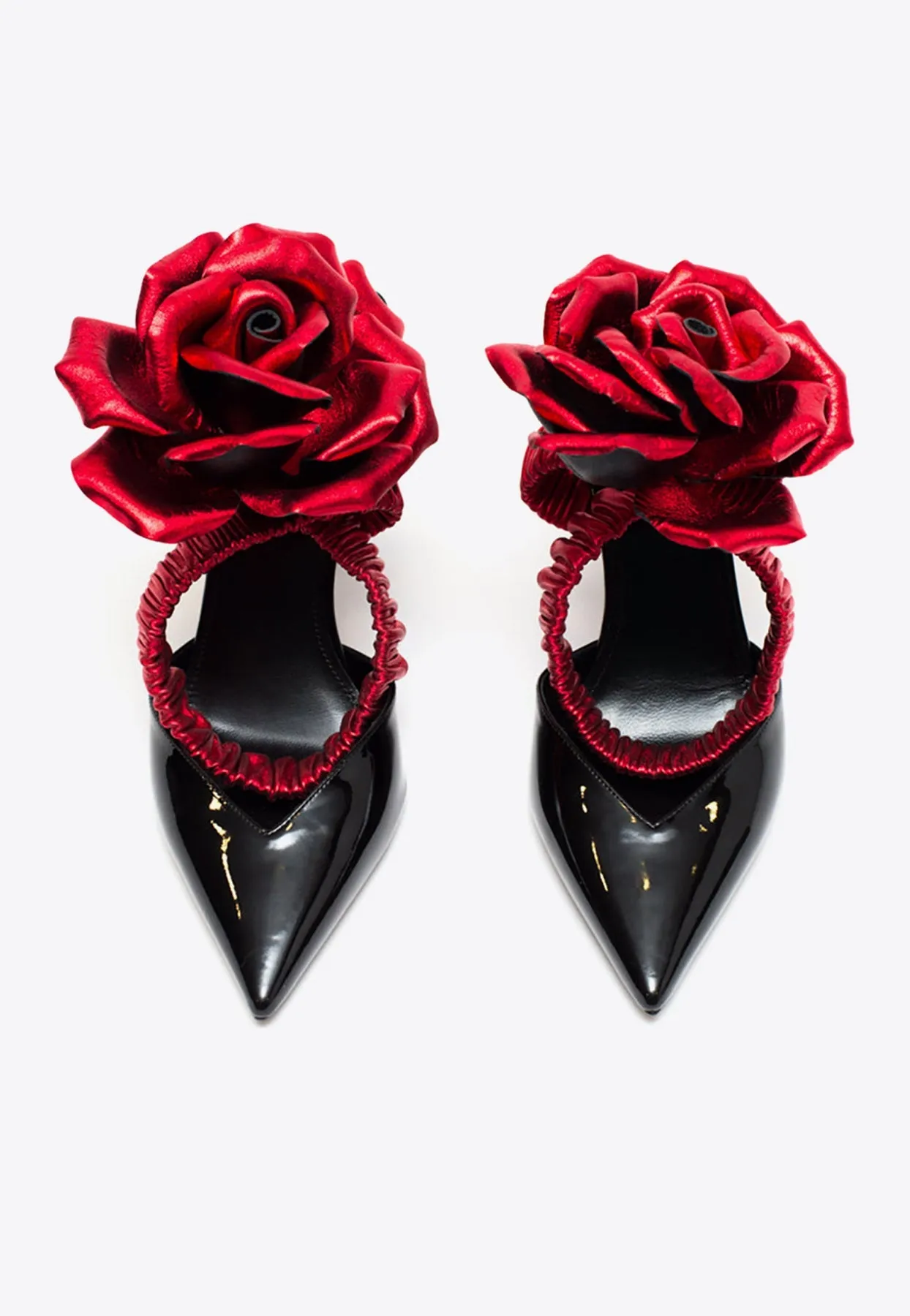 105 Floral Appliqué Patent-Leather Pumps