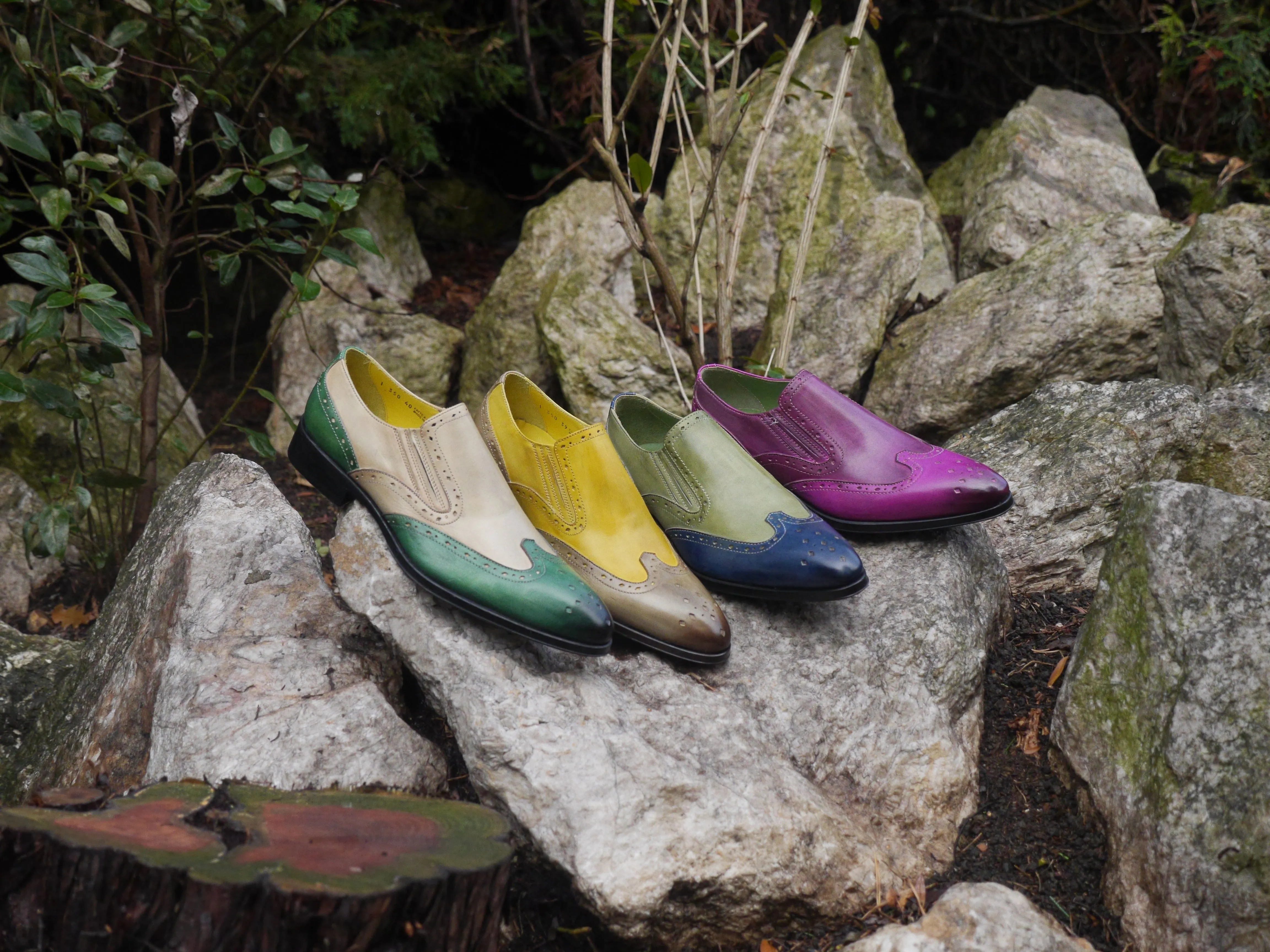 1350 - Mushroom And Green Slip On Brogue
