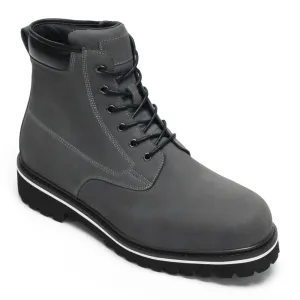 7 CM/2.76 Inches CMR CHAMARIPA  Handcrafted Motorcycle Height Increasing Boots - Premium Black Leather Outdoor Riding Boots