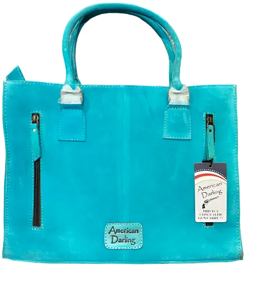 American Darling Large Suede Tote Green in color with Concealed Carry area ADBG1553A