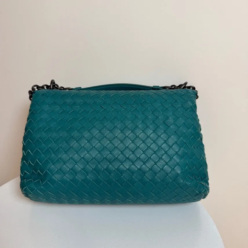 Bottega Veneta Olympia Crossbody Bag Teal Medium