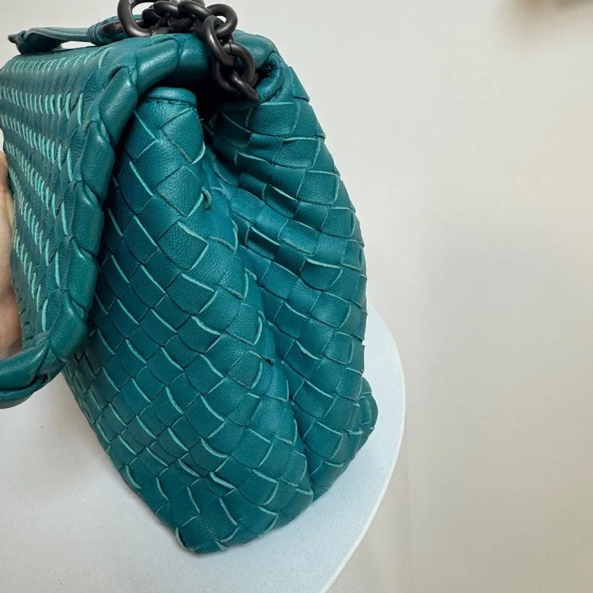 Bottega Veneta Olympia Crossbody Bag Teal Medium