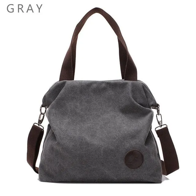 Brand Large Pocket Casual Tote Women's Handbag Shoulder Handbags Canvas Leather Capacity Bags For Women
