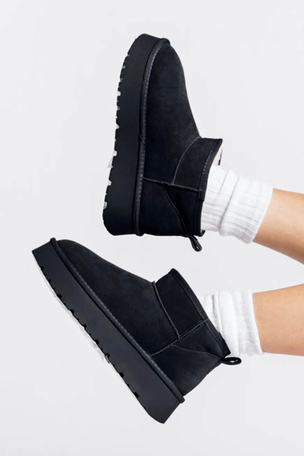 Chestnut Faux Fur Lined Suede Ankle Snow Boots