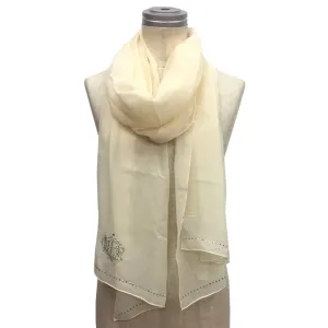 CHRISTIAN DIOR stole shawl silk rhinestone white