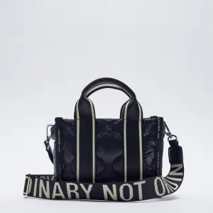 Christmas Gift Brand Designer Padded Bag for Women Shopper Crossbody Bags Large Capacity Wide Shoulder Strap Female Tote Handbags Nylon Black