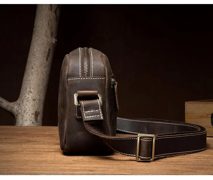 Coffee Cool Leather Side Bag Small Postman Bag Messenger Bag Courier Bag for Men