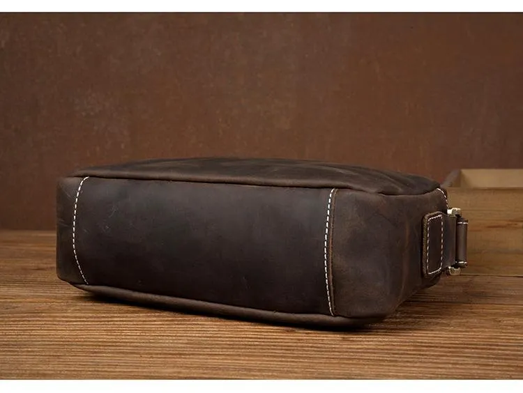 Coffee Cool Leather Side Bag Small Postman Bag Messenger Bag Courier Bag for Men