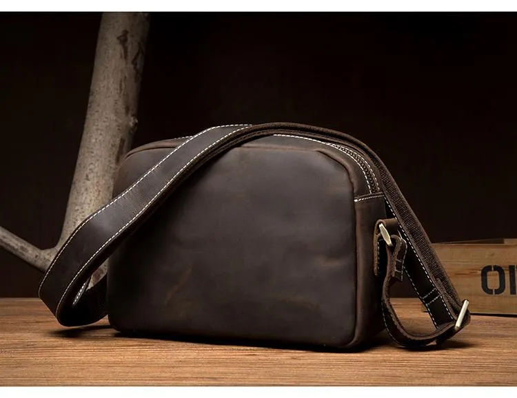 Coffee Cool Leather Side Bag Small Postman Bag Messenger Bag Courier Bag for Men