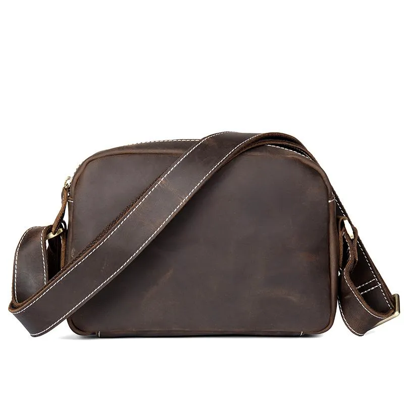 Coffee Cool Leather Side Bag Small Postman Bag Messenger Bag Courier Bag for Men