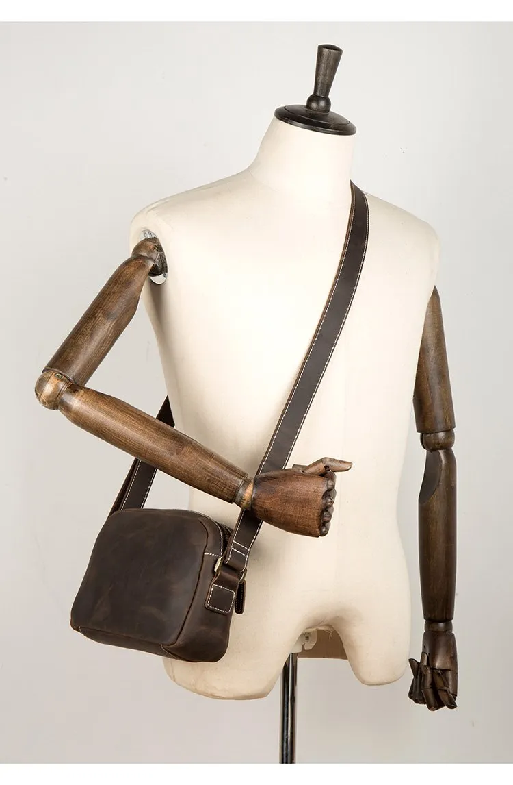 Coffee Cool Leather Side Bag Small Postman Bag Messenger Bag Courier Bag for Men