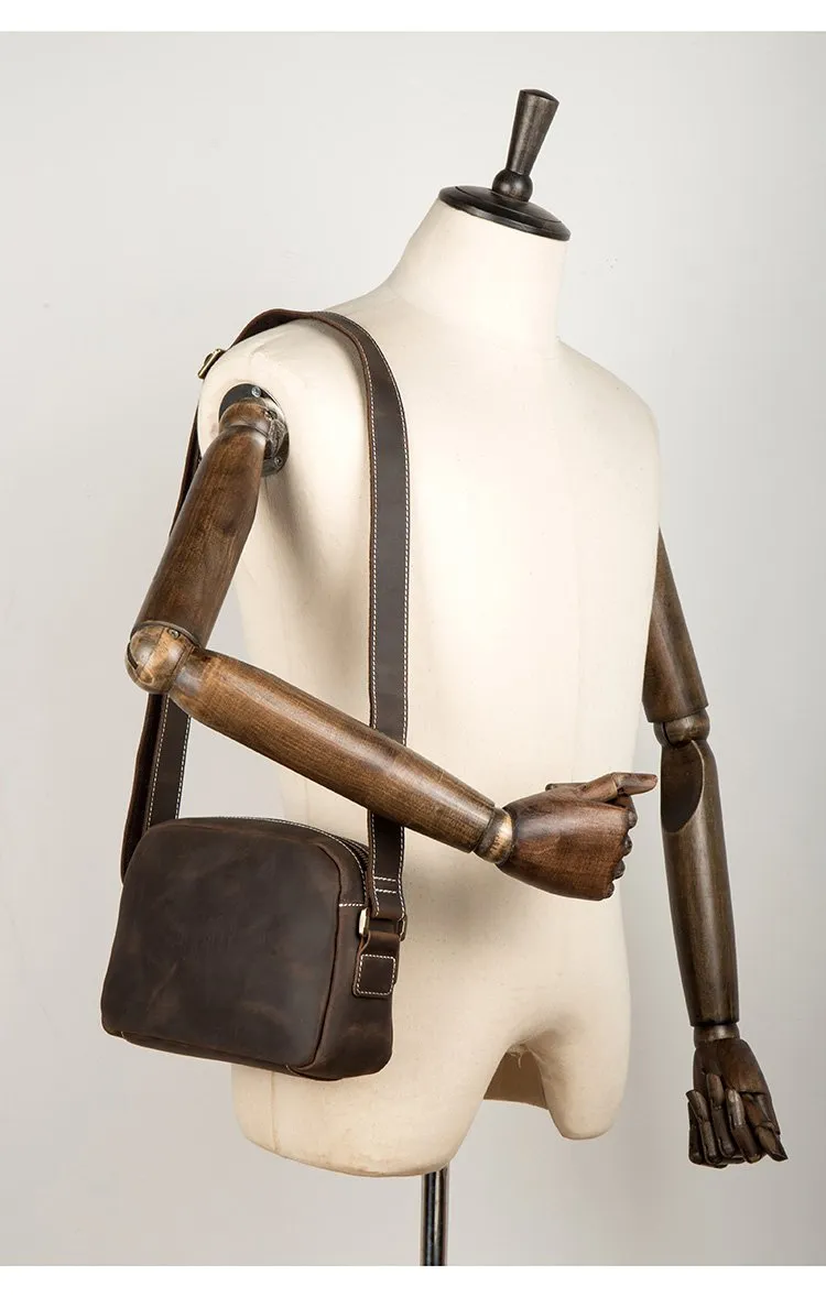 Coffee Cool Leather Side Bag Small Postman Bag Messenger Bag Courier Bag for Men