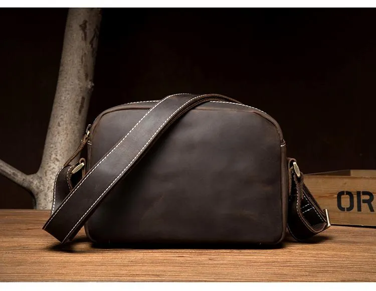 Coffee Cool Leather Side Bag Small Postman Bag Messenger Bag Courier Bag for Men