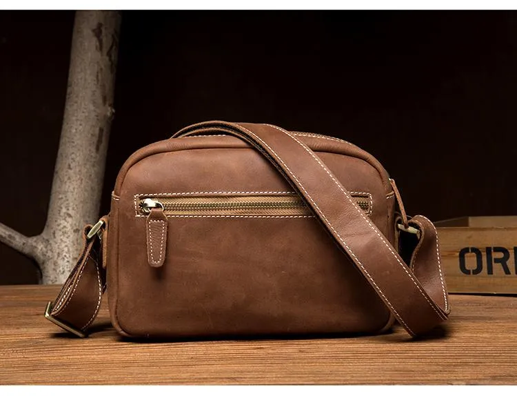 Coffee Cool Leather Side Bag Small Postman Bag Messenger Bag Courier Bag for Men