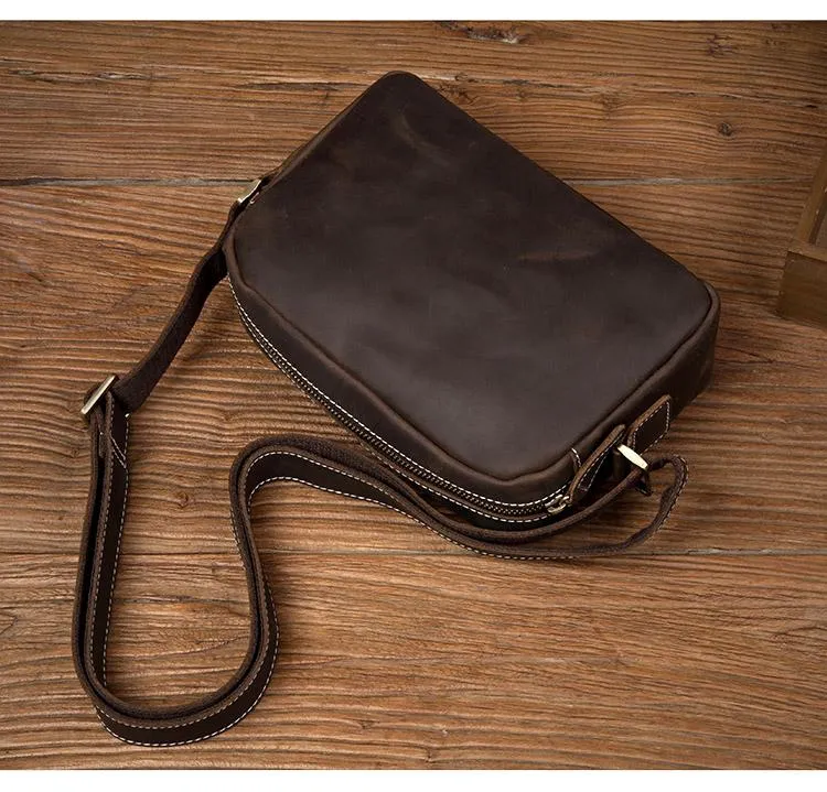 Coffee Cool Leather Side Bag Small Postman Bag Messenger Bag Courier Bag for Men