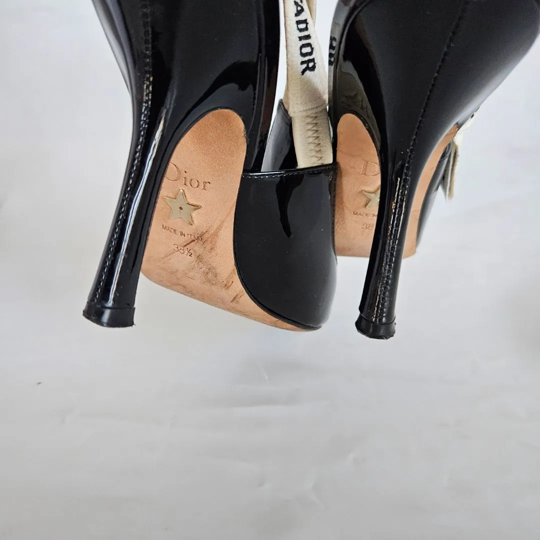 Dior J'adior black leather patent pointed toe pumps