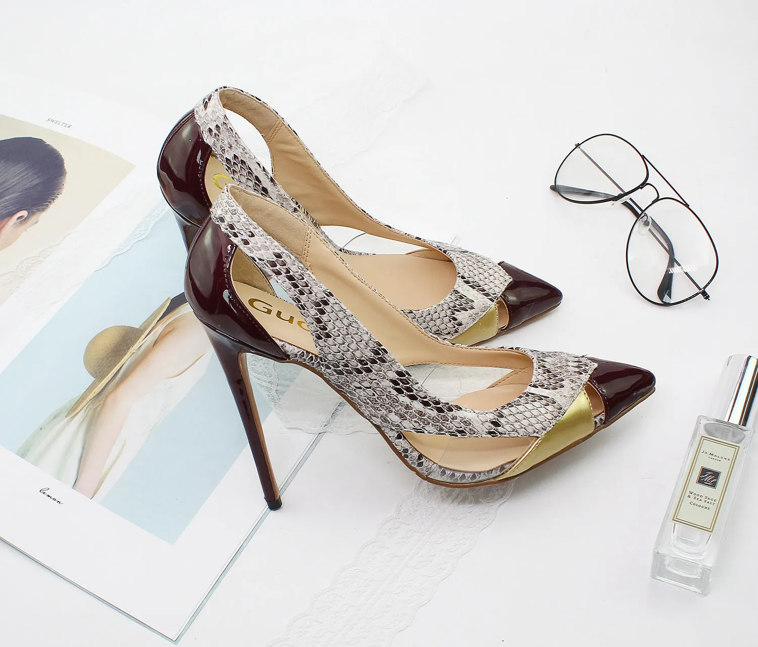 Fashion Spring Women Slip on Shoes Shallow Pointed Toe Stiletto Heel