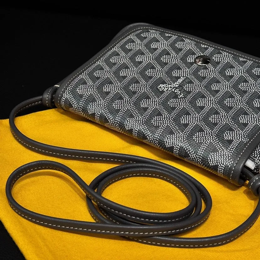 Goyard Black Gray Dogtooth Envelope Bag 20.5cm
