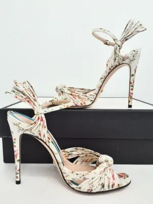 Gucci Women's Apollo St. Rose Ivory Heeled Sandals Size 36.5
