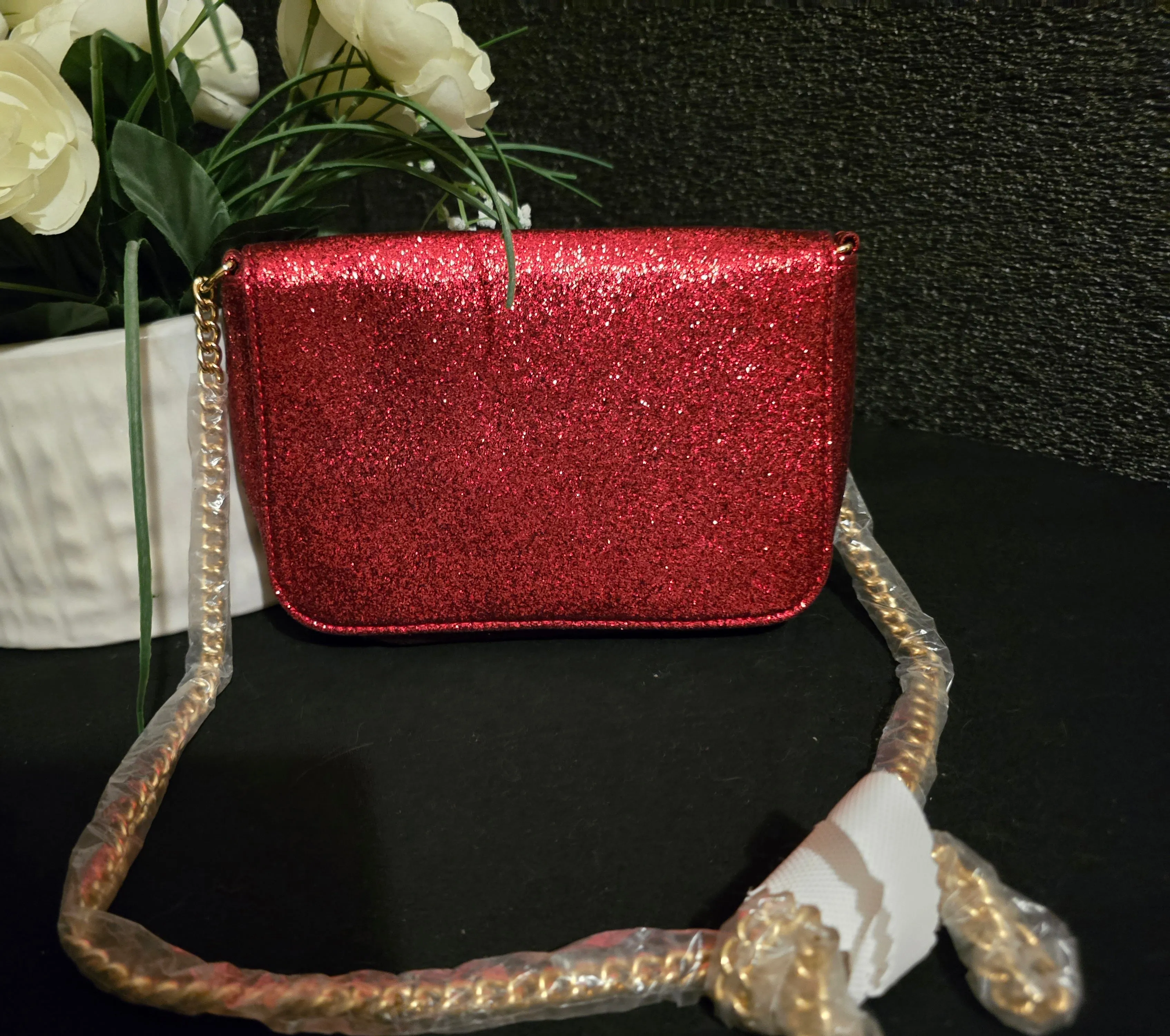 Jimmy Choo Parfum Red Sparkly Shimmer Crossbody Shoulderbag STUNNING BNWT