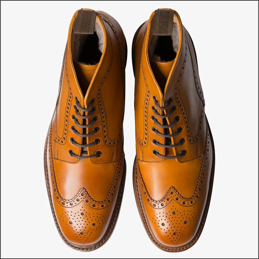 Loake Wolf Tan Premium Fur Lined Brogue Boot@