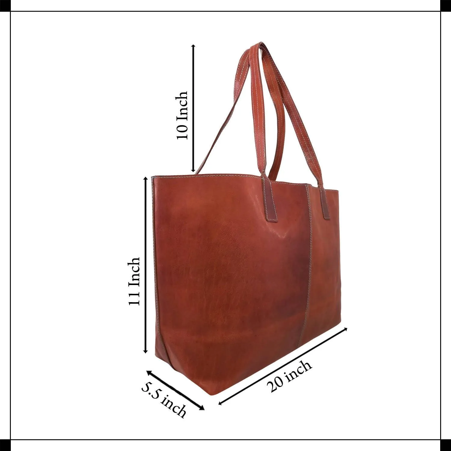 MANDAVA Women's Genuine Leather Tote Bag Travel Handbag for Work Shopping Top Handle Shoulder Big Shopper Bag (Brown)