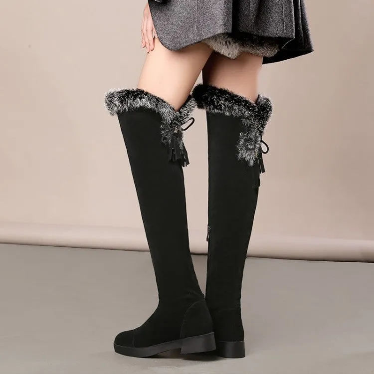 Rabbit Fur Tassel Over the Knee Boots for Women 3741