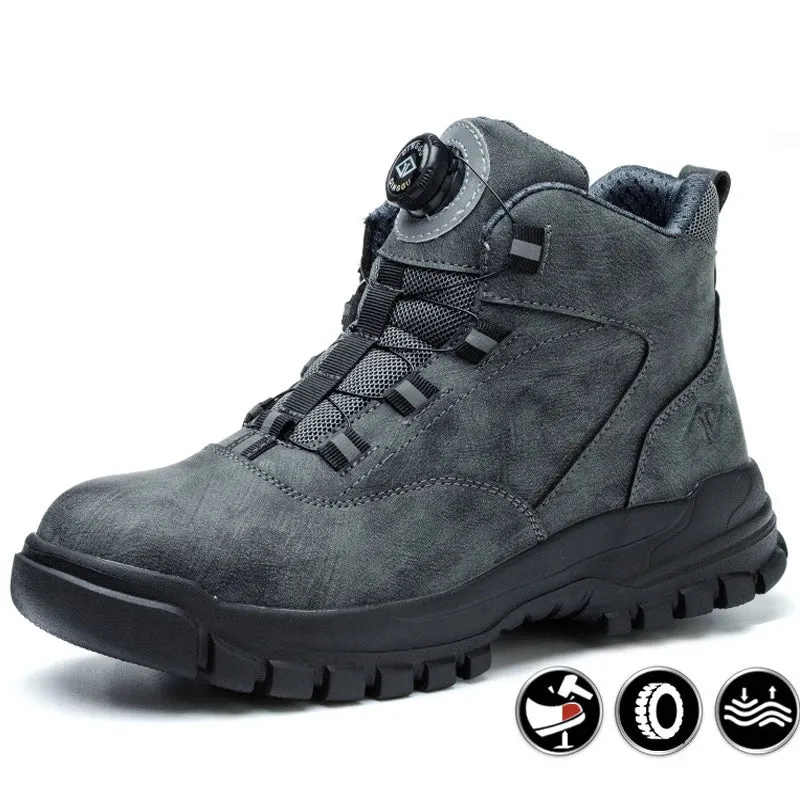 Rotating Buttons Men Safety Boots