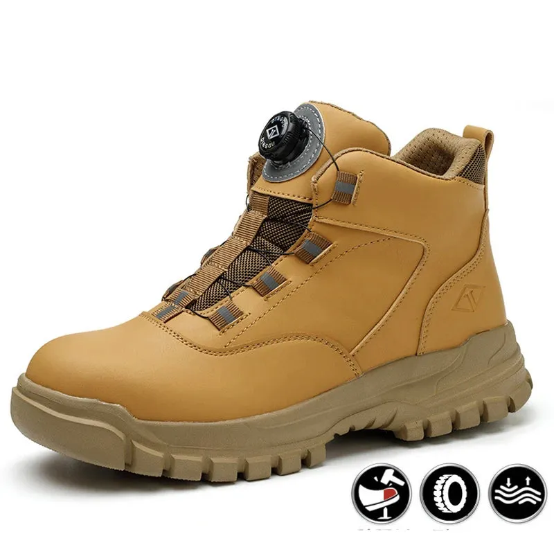 Rotating Buttons Men Safety Boots