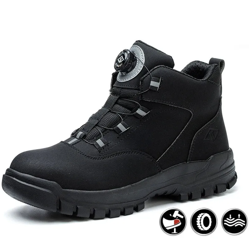 Rotating Buttons Men Safety Boots