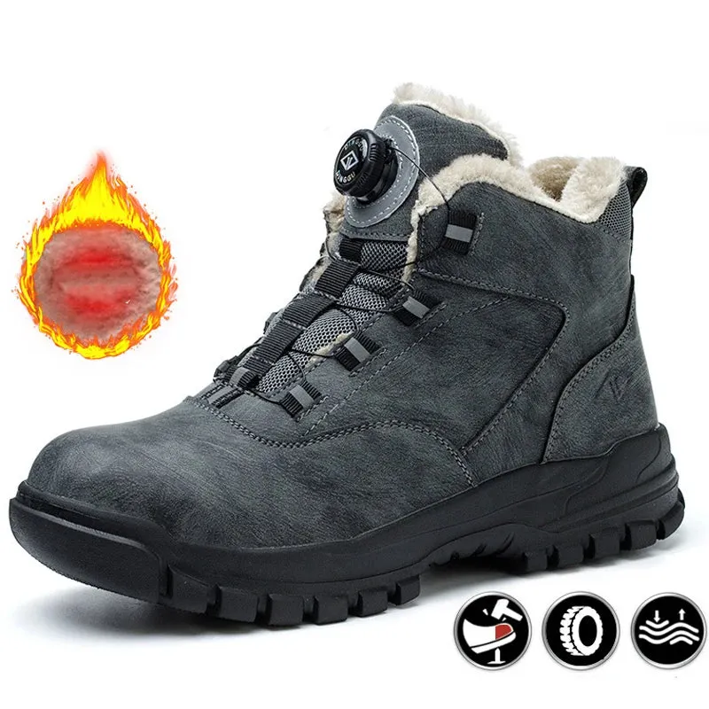 Rotating Buttons Men Safety Boots