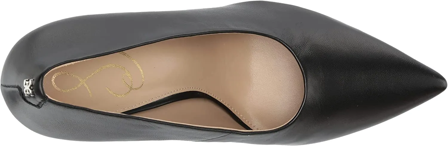Sam Edelman Hilton Black Spool Heel Pointed Toe Slip On Fashion Leather Pumps