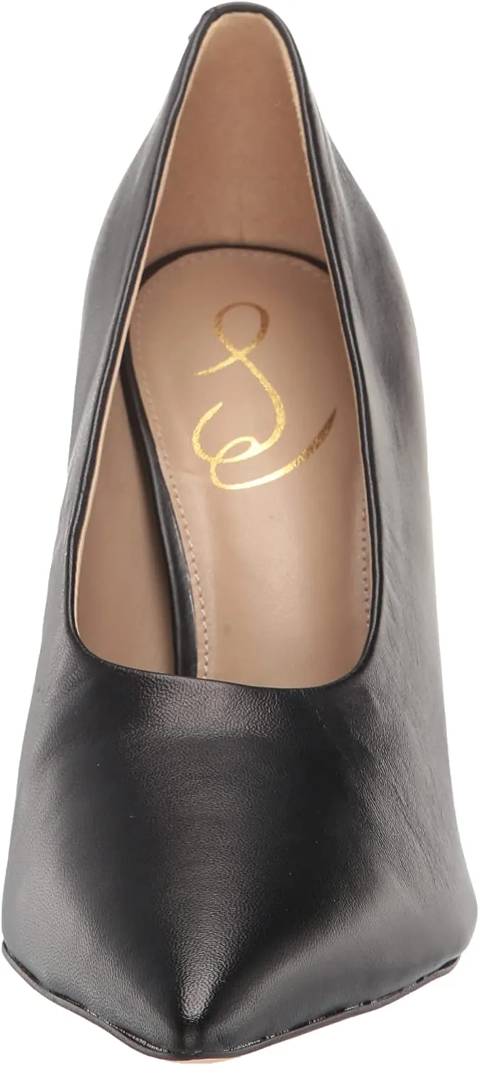 Sam Edelman Hilton Black Spool Heel Pointed Toe Slip On Fashion Leather Pumps