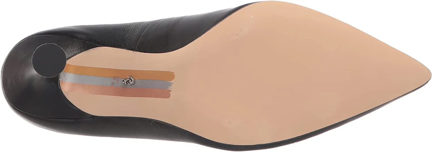 Sam Edelman Hilton Black Spool Heel Pointed Toe Slip On Fashion Leather Pumps