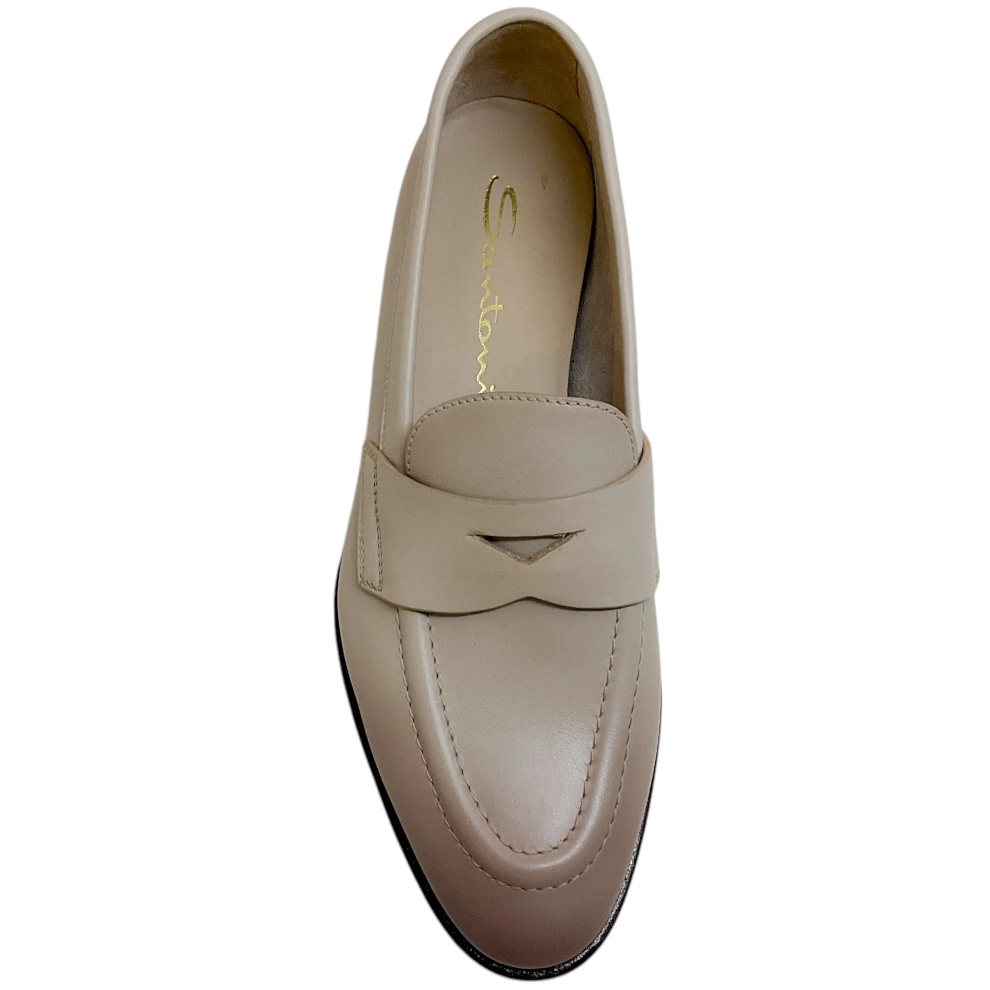 Santoni Ombre Beige Leather Famed Loafers