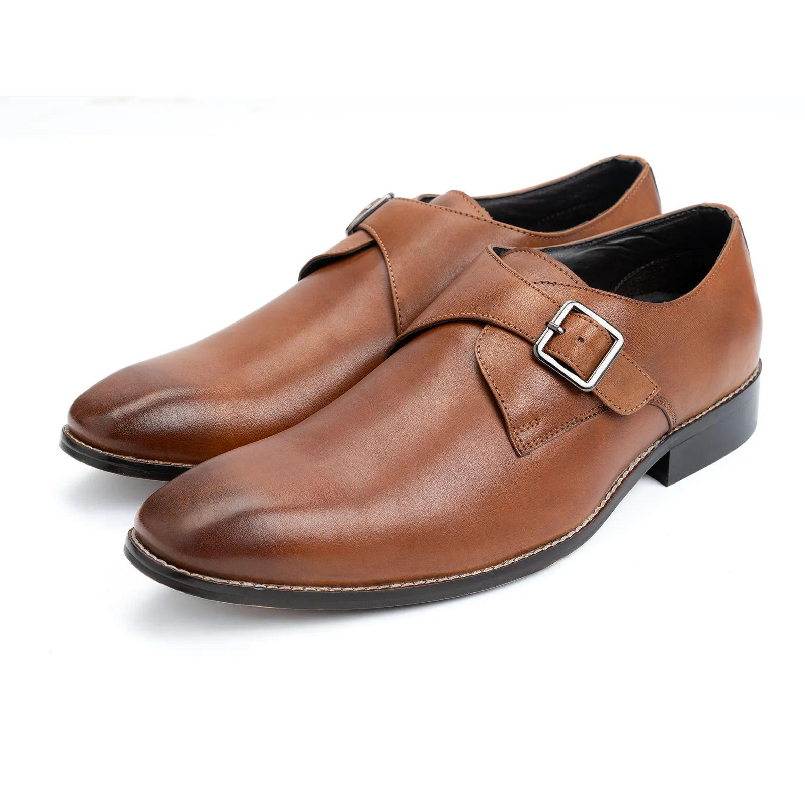 Single strap formal monk shoes