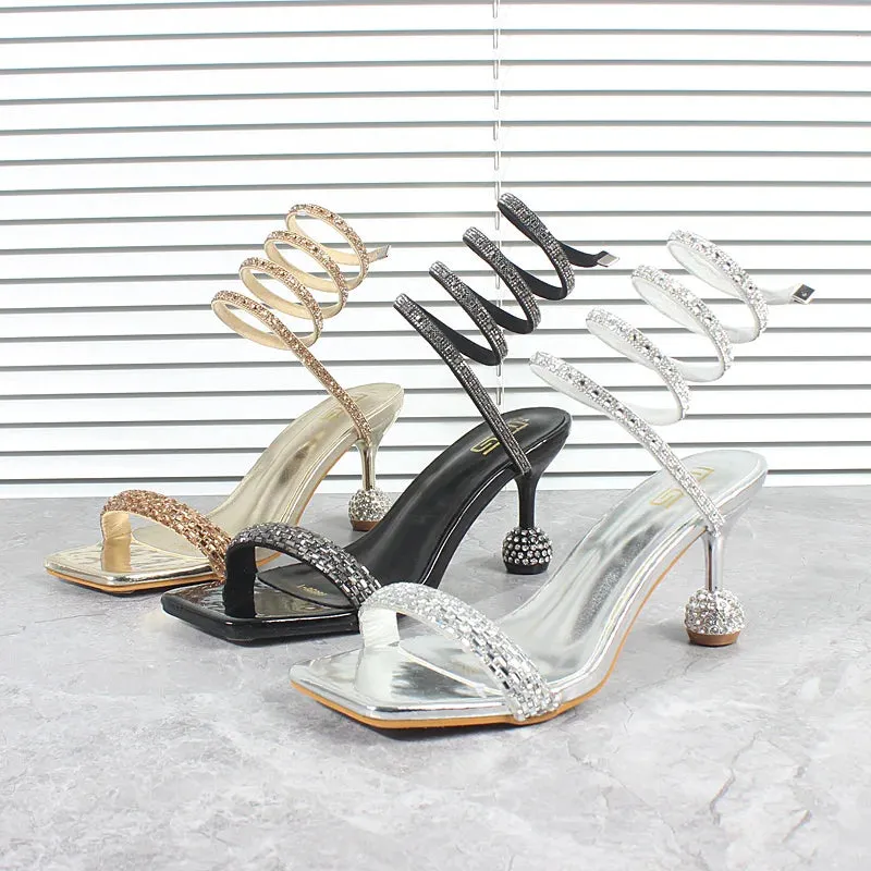 Snake Pattern Thin High Heeled Sandals