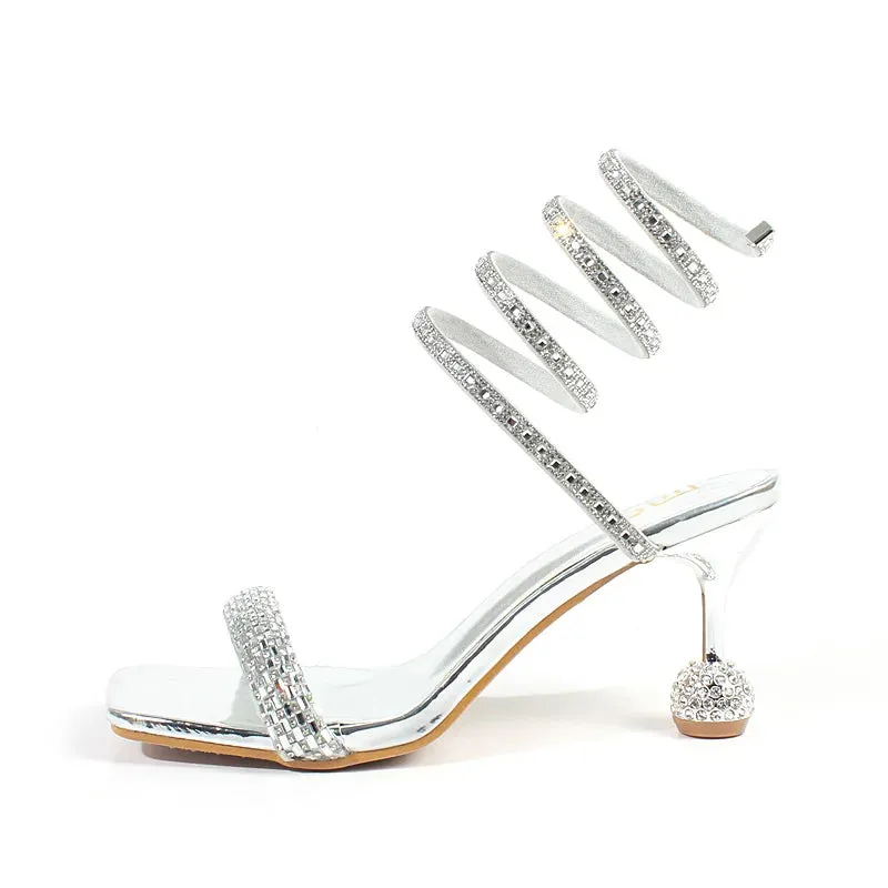 Snake Pattern Thin High Heeled Sandals