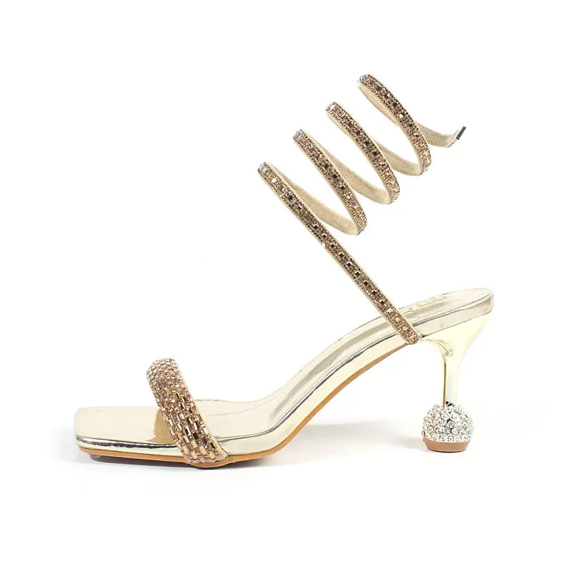Snake Pattern Thin High Heeled Sandals