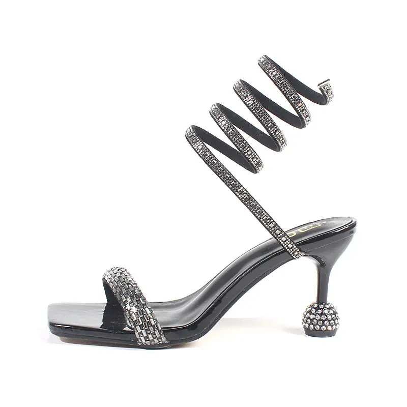 Snake Pattern Thin High Heeled Sandals
