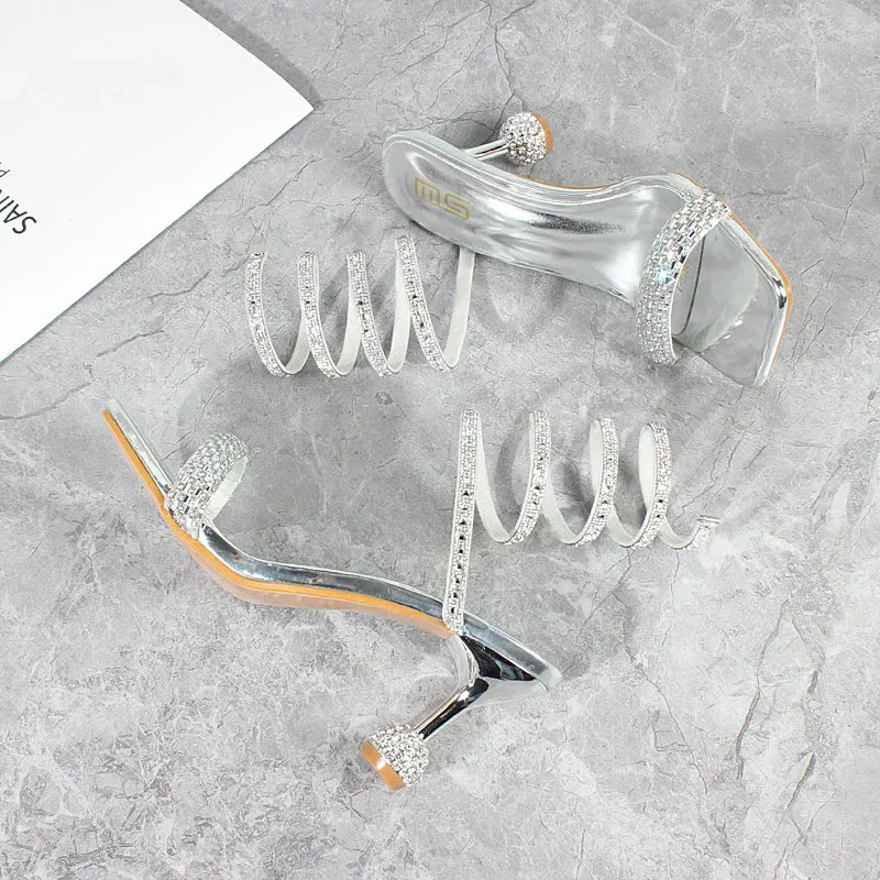 Snake Pattern Thin High Heeled Sandals