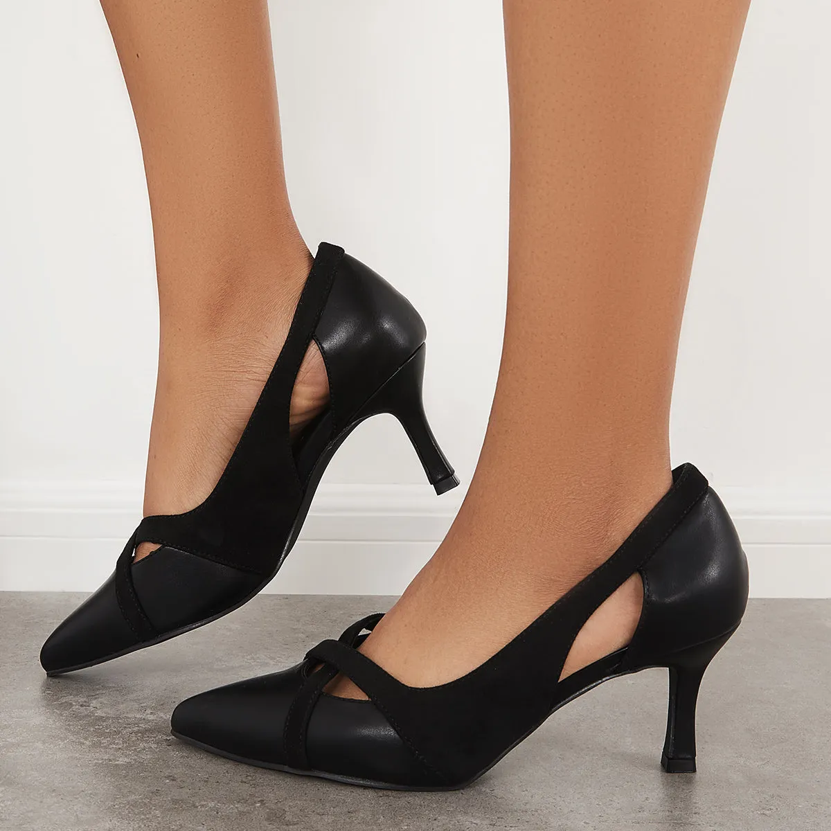 Sohiwoo woman formal Pointed Toe Dress Pumps Slip on High Heel Office Shoes