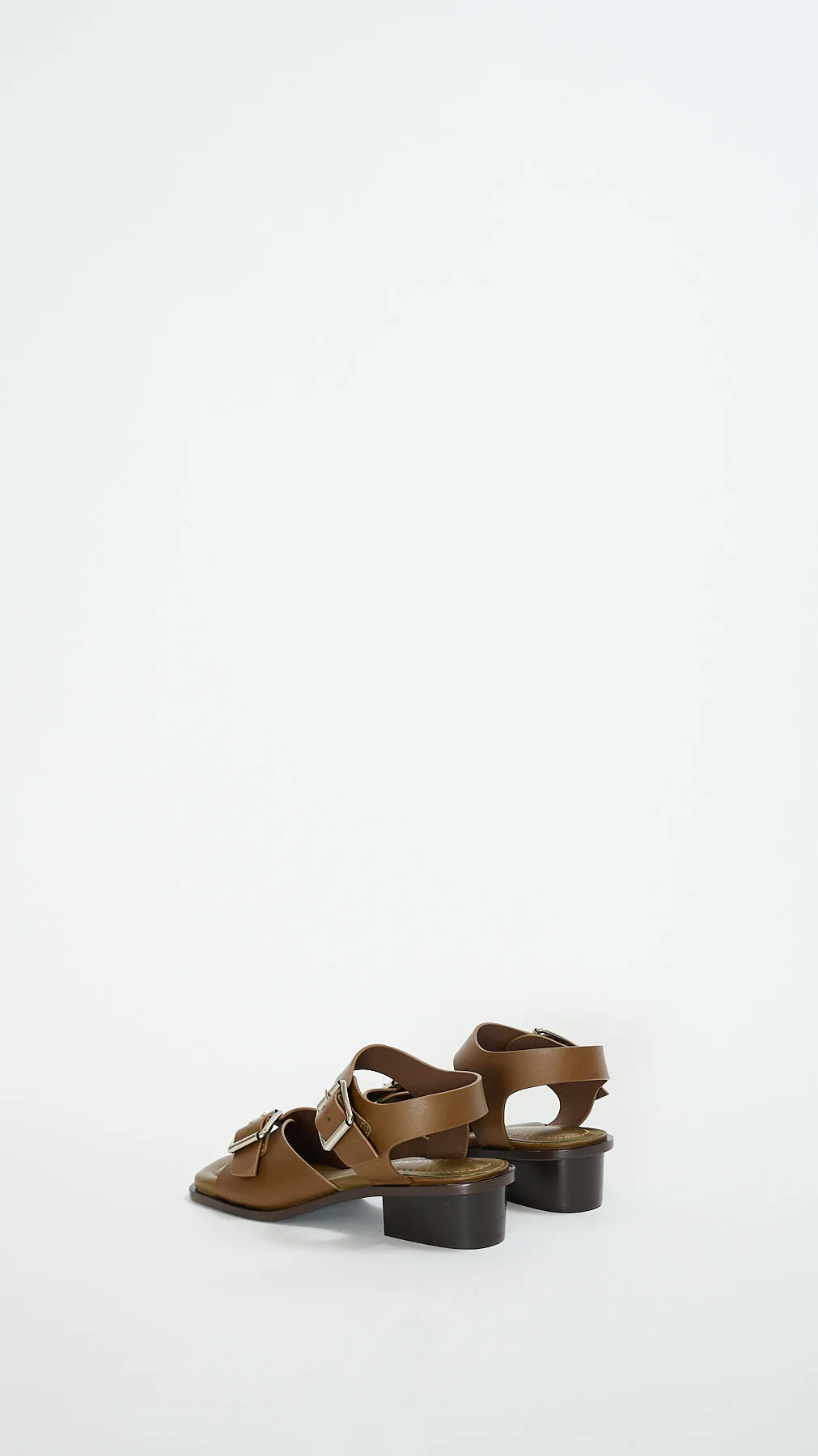 Square Heeled Sandals with Straps 35 in Dark Tobacco