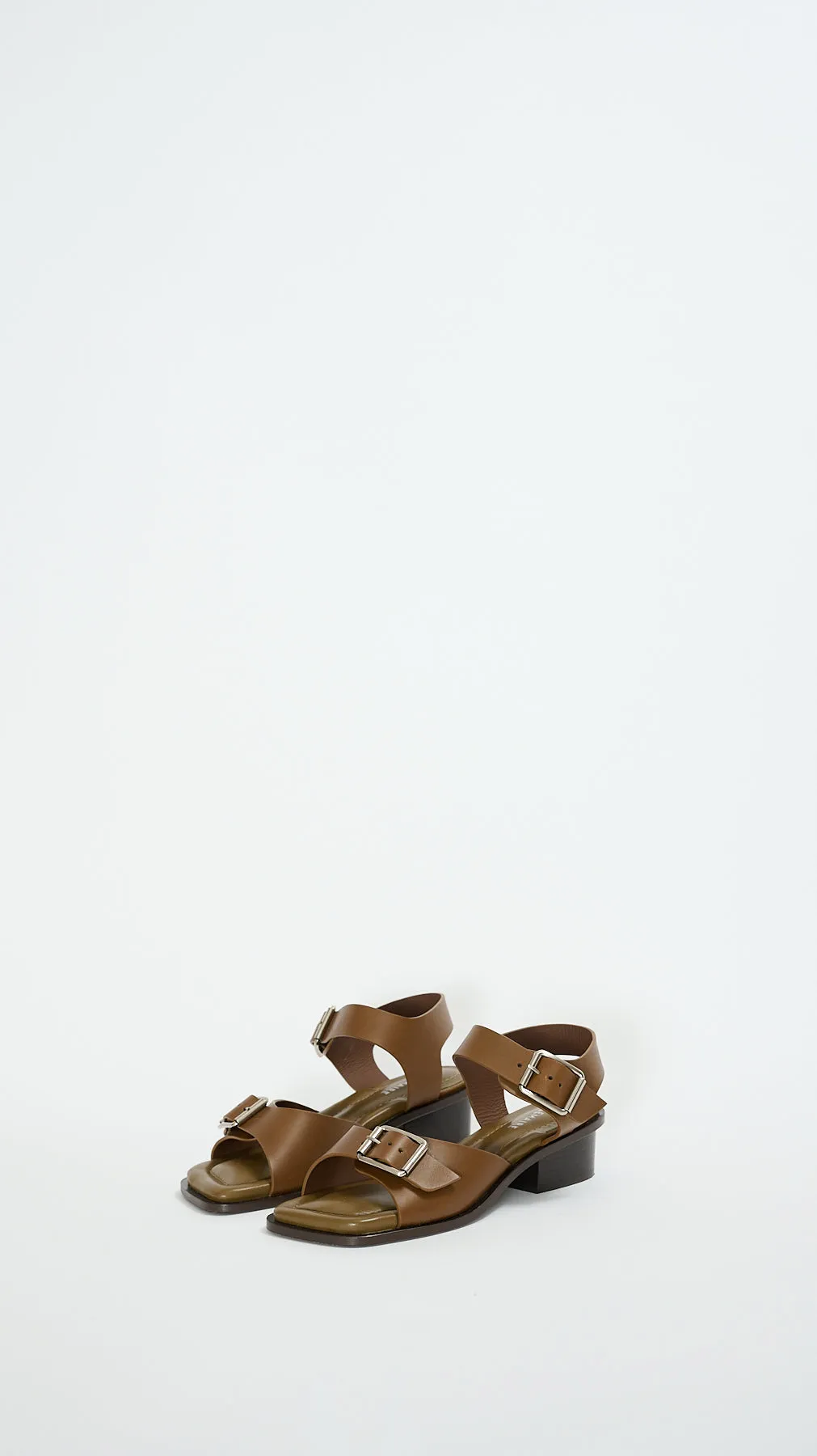 Square Heeled Sandals with Straps 35 in Dark Tobacco