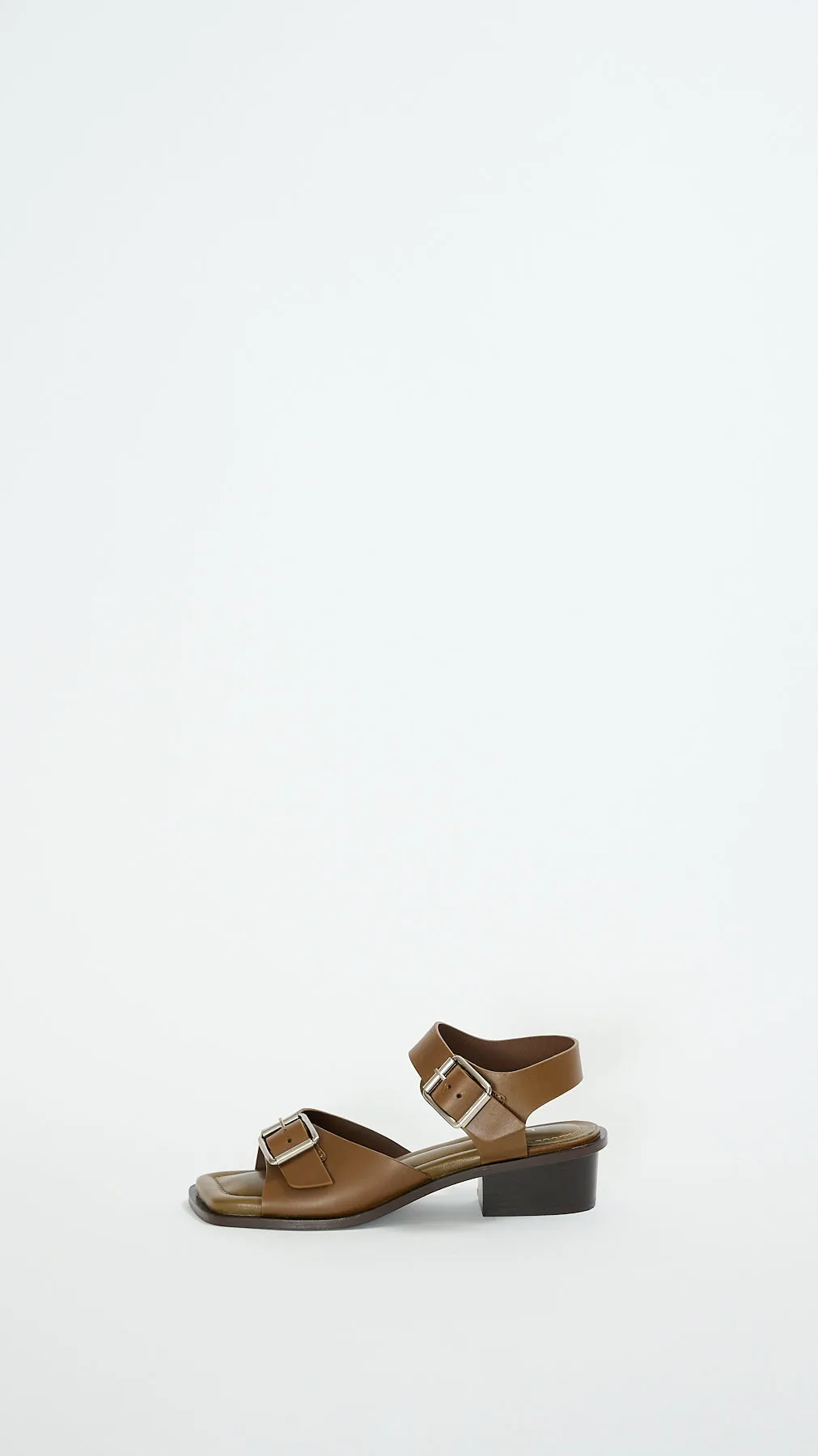 Square Heeled Sandals with Straps 35 in Dark Tobacco
