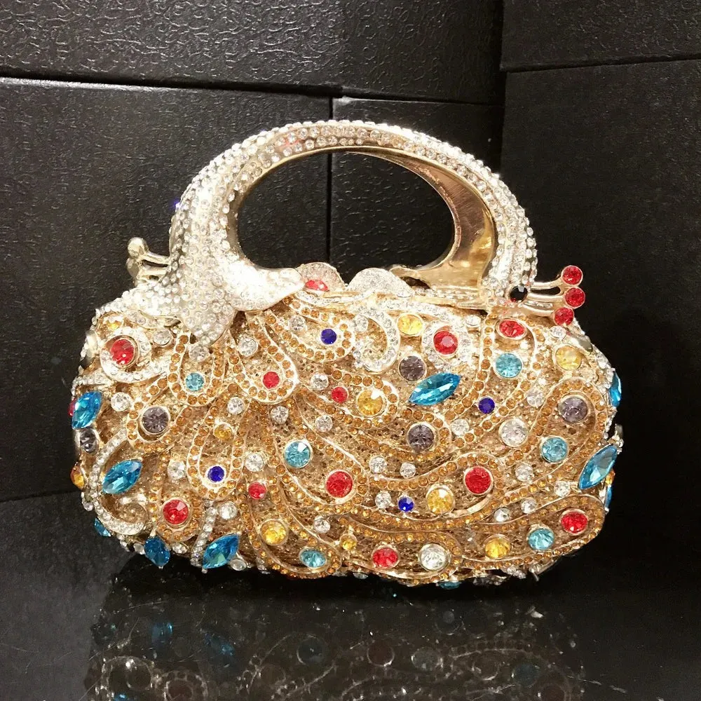 The Latest Phoenix Style Luxury Diamond-Embedded Dinner Bag: Wedding Party Diamond Bag, Luxury Handbag, Evening Diamond Clutch