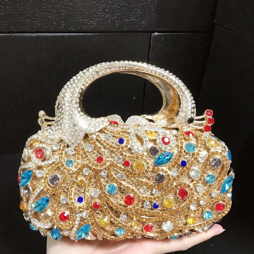 The Latest Phoenix Style Luxury Diamond-Embedded Dinner Bag: Wedding Party Diamond Bag, Luxury Handbag, Evening Diamond Clutch