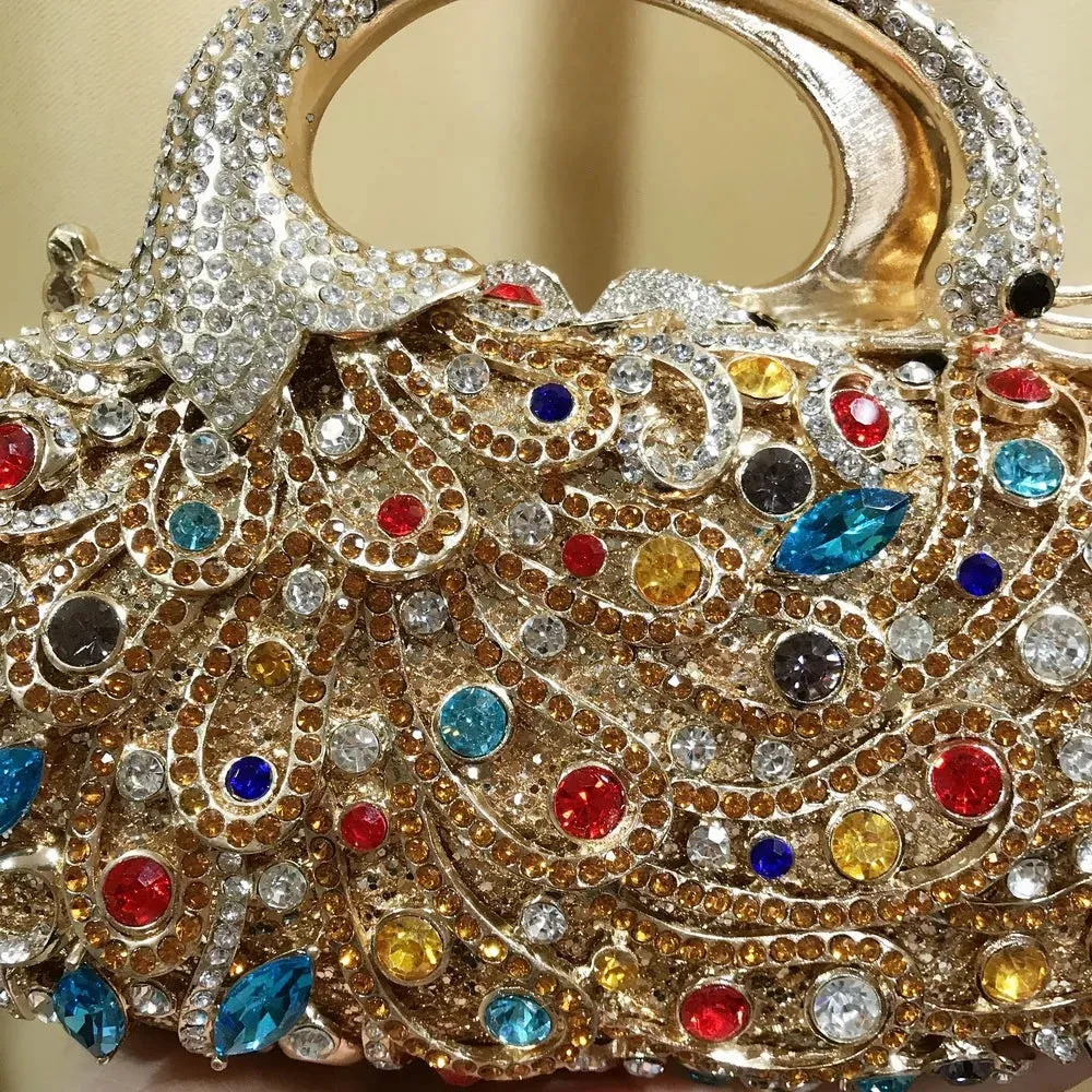The Latest Phoenix Style Luxury Diamond-Embedded Dinner Bag: Wedding Party Diamond Bag, Luxury Handbag, Evening Diamond Clutch