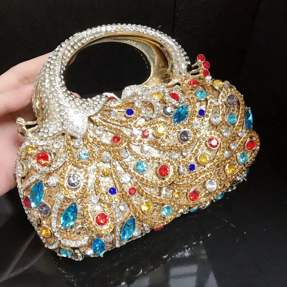 The Latest Phoenix Style Luxury Diamond-Embedded Dinner Bag: Wedding Party Diamond Bag, Luxury Handbag, Evening Diamond Clutch