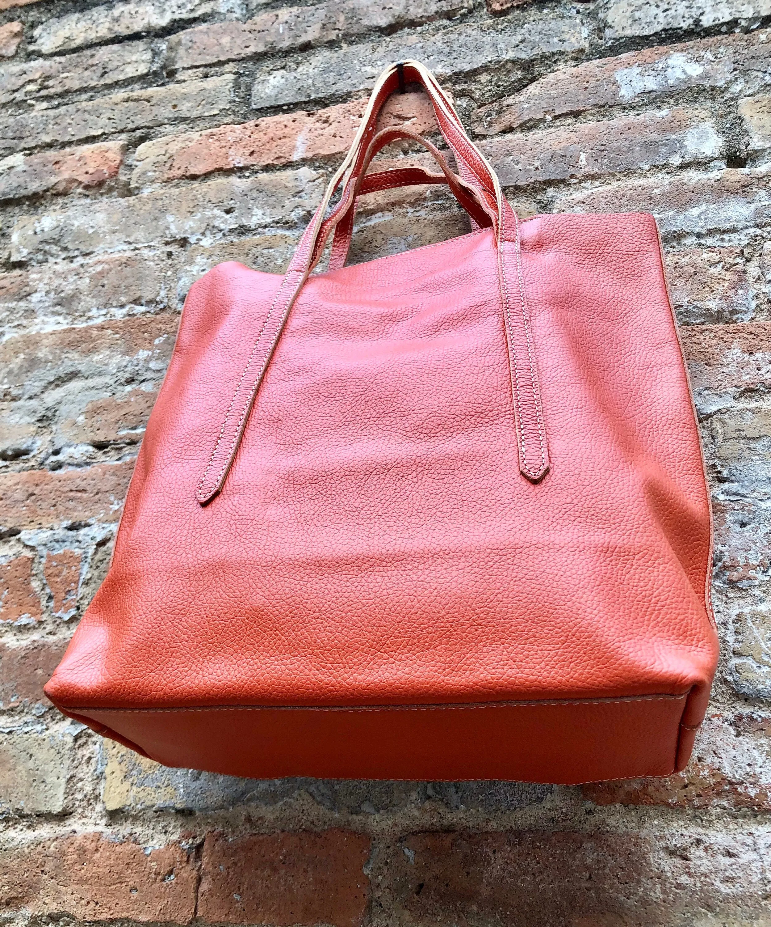 Tote bag in Camel brown. Genuine leather shopper bag. Laptop, office bag for your tablet / books. Leather shoulder / handbag. Brown purse